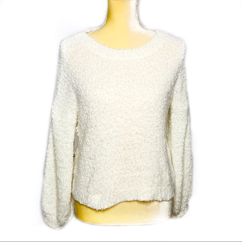 HeartSoul Chunky Sheer Knit Sweater White Small